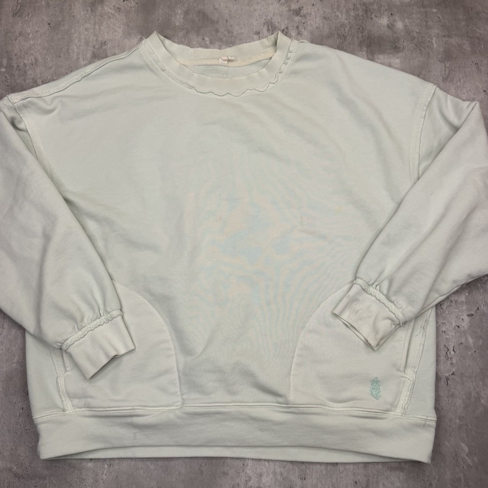 FP Movement Free People Solid Metti Crew Neck Sweatshirt Mint Green XS Pockets